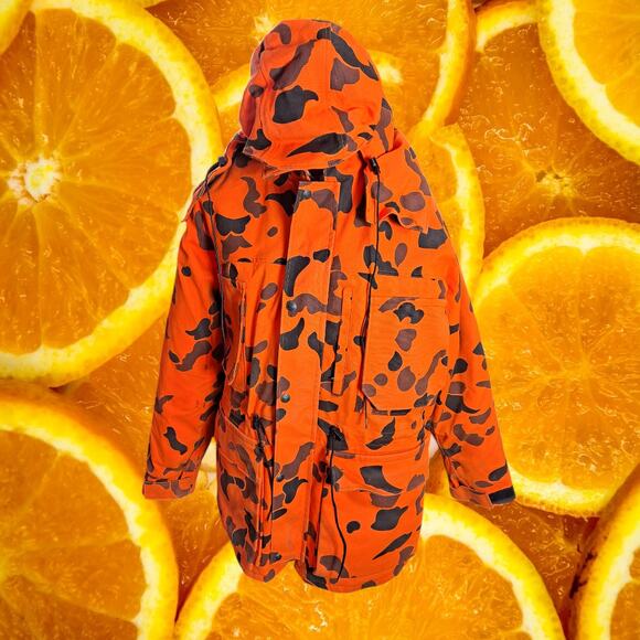 10x Men's Orange Camo Hooded Gore-Tex Full Zip Reversible Hunting Jacket Size M - Picture 16 of 16